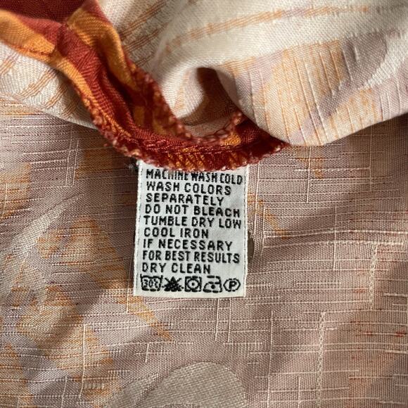 Tommy Bahama‎ Men's Orange Leaf Print Silk Hawaiian Shirt L Casual Resort Beachy - Picture 12 of 12